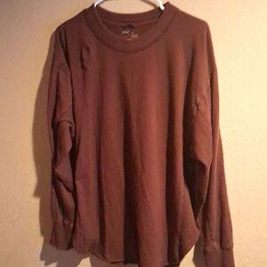 Aerie Brown Lightweight 100% Cotton Long Sleeve Tee Oversized M
